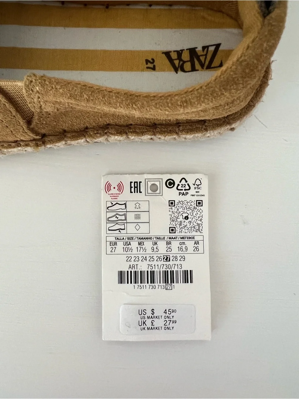 Zara Kids Tan Suede Moccasin Slip-Ons